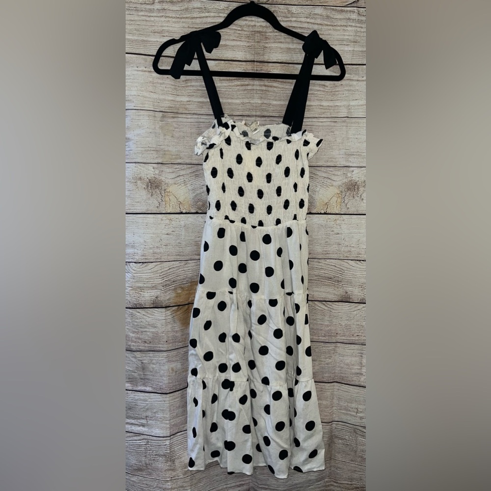 🤎3/$10 NWT Monteau Black and White Polka Dot Dress Size Medium